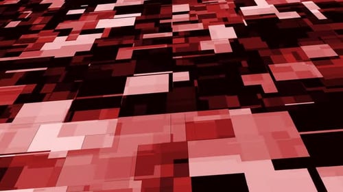 Red Digital Abstract Moving Blocks Loop Background