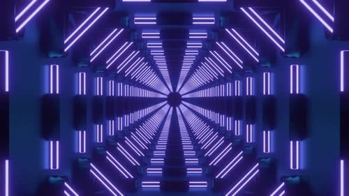 A bright tunnel that burns on the sides with bright lanterns