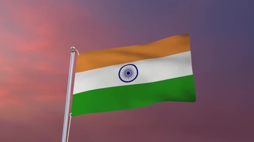 Waving Indian Flag with Realistic Wind Animation