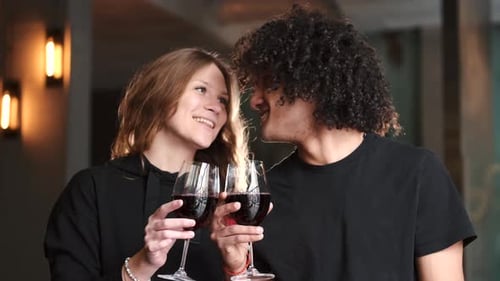 Loving Couple Enjoying Time in a Cafe Together