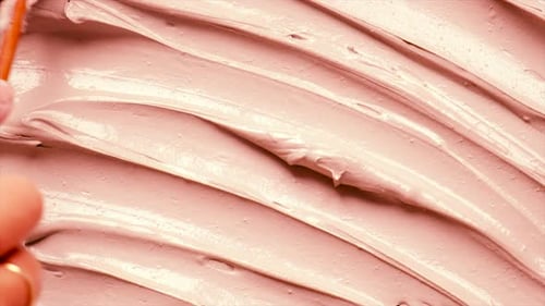 Pink Creamy Cosmetic Texture Background Close-up
