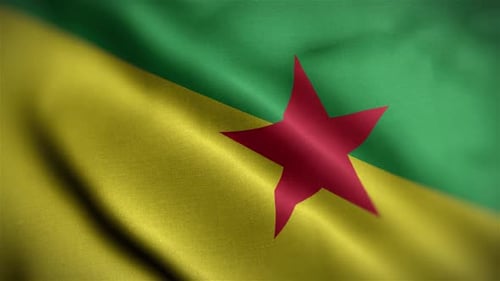 French Guiana Flag Waving Realistic Fabric Seamless Loop