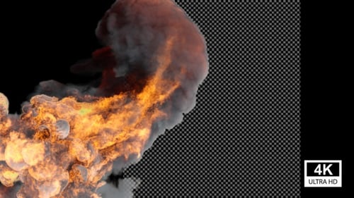 Dynamic Realistic Fire Explosion Transition with Alpha Channel