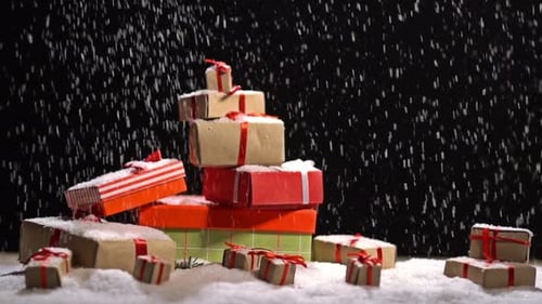 Christmas Background with Gift Box on Snow 6