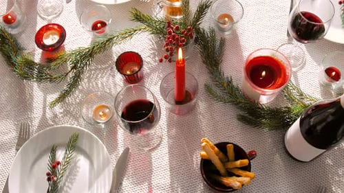 Festive Table Setting for Holiday Celebration at Home