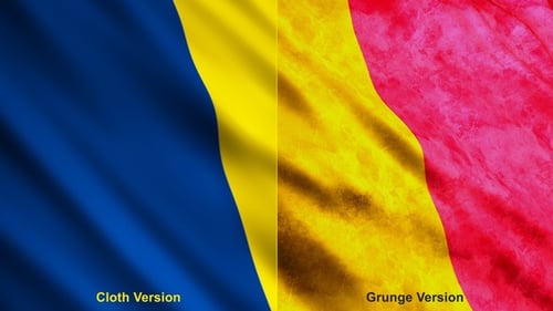 Waving Romanian Flag Loop with Clean and Grunge Styles