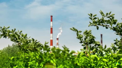 Time Lapse Factory Pipe Polluting Air Time Lapse Environmental Problems