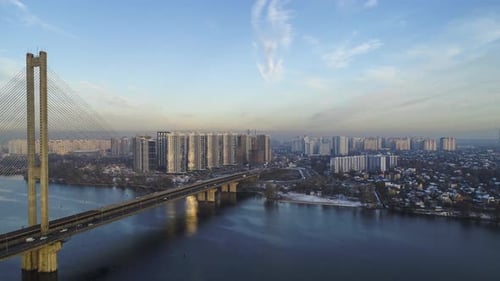 Aerial view of the Southern Bridge in Kiev