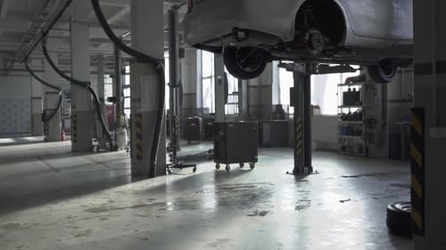 Service Station with Machines in Need of Repair