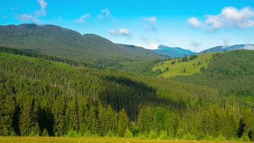 Mountain Landscape with a Fast Clouds and Shadows