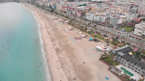 Empty beach on tourist resort during coronavirus covid-19 pandemic