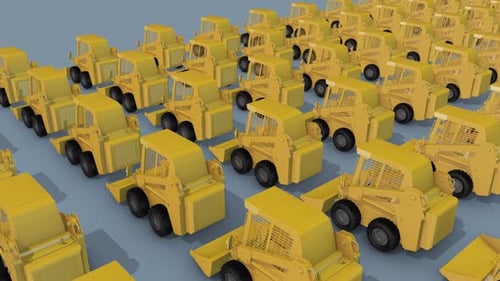 A Lot Of Skid Steer Loader In A Row Hd