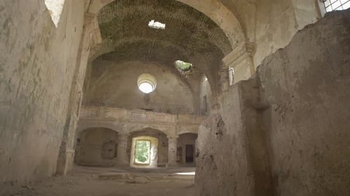 Inside the ruined Church of St Mary in Ternopil