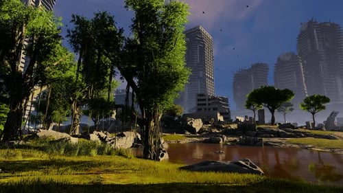 Destroyed City Covered With Vegetation