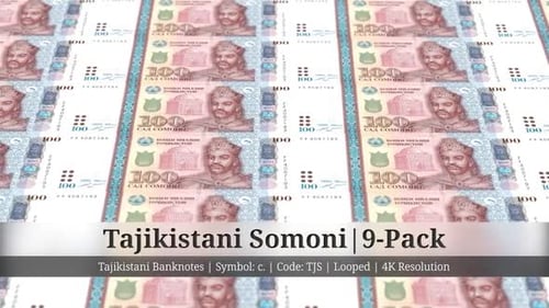 Somoni tayiko | Moneda de Tayikistán, paquete de 9 | resolución 4K | en bucle