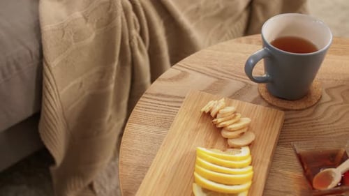 Cup of Tea, Lemon, Honey and Ginger at Home
