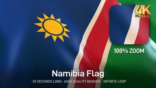 Namibia Flag Waving in Realistic Style