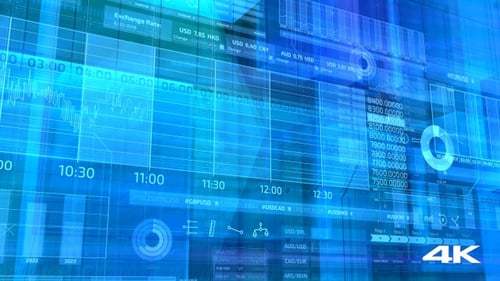 Futuristic Digital Financial Data Grid Animation