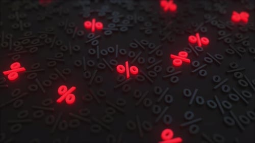 Animated Glowing Red Percentage Symbols Background