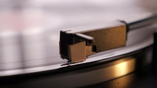 Vintage Record Player Stylus on Vinyl Record