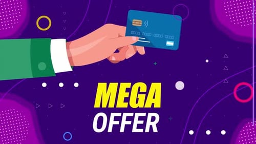 Flat Design Credit Card Payment Hand Animation for Mega Offer
