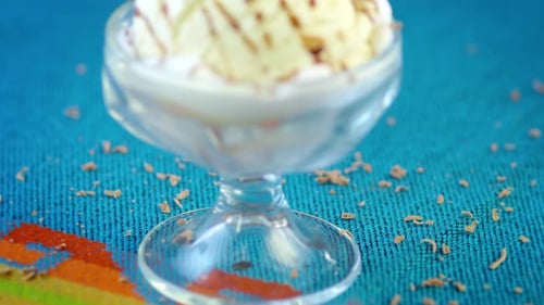 Vanilla Ice Cream Sundae with Chocolate and Cherry