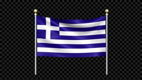 Seamlessly Waving Greek Flag On Pole