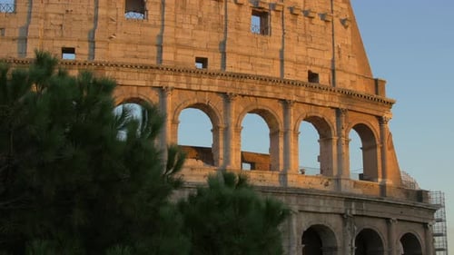 Colosseum Exterior View in Rome at Sunset