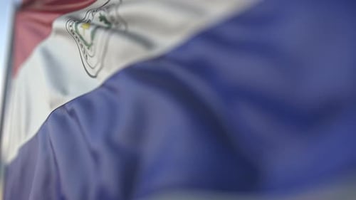 Realistic Paraguay National Flag Waving in the Wind