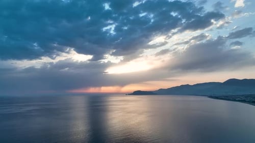 Background Textured Sea Sunset aerial view 4 K