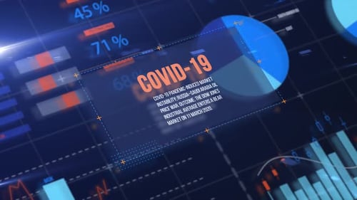 Digital Data Analysis Display with Financial Charts and UI Elements