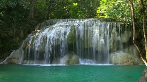 One of Waterfalls of Erawan Cascade in Thailand