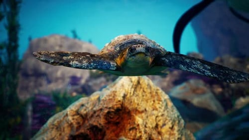 Underwater Blue ocean turtle