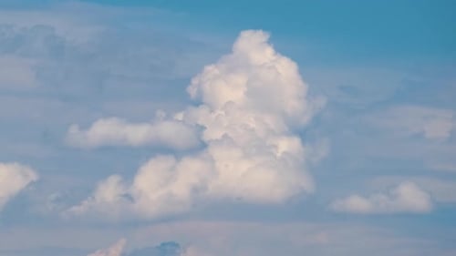 Time Lapse Footage of Fast Moving White Puffy Cumulus Clouds on Blue Clear Sky