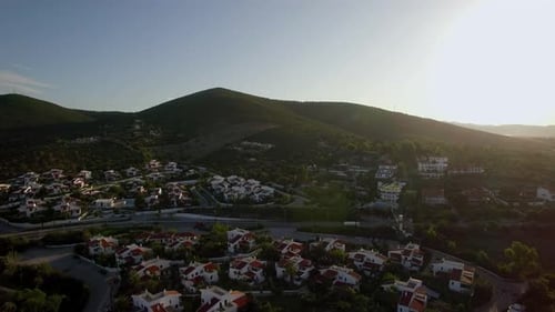 Aerial View of Neighbourhood at the Bottom of Green Hills, Greece