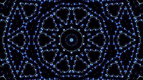 light wave abstract dots set blue color kaleidoscope black background
