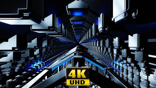 Hochgeschwindigkeitssilbertunnel mit Beleuchtung 4K