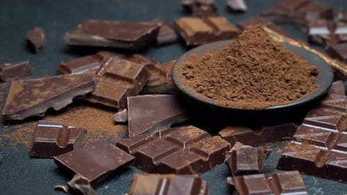 Decadent Dark Chocolate and Cocoa Powder Still Life