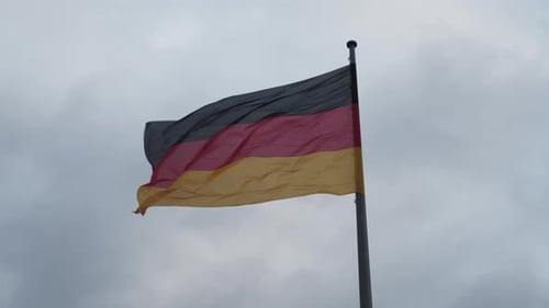 German Flag Waving on a Cloudy Day