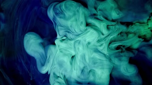 Acrylic Ink Green Dark Blue Glittering Water
