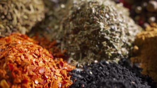 Colorful Assortment of Aromatic Spices and Seasonings