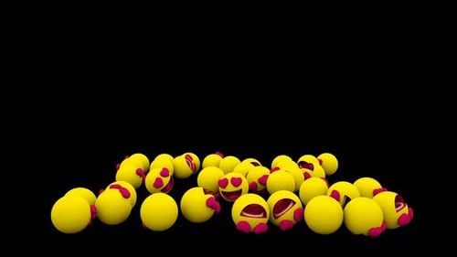 Bouncing 3D Emojis Animated with Hearts and Laughter