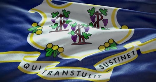 Seamless Loop of Waving Connecticut State Flag