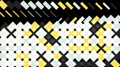 Abstract yellow, white, and black squares and rectangles