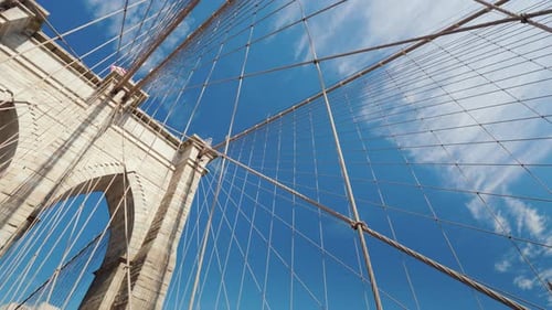 Walk Along the Brooklyn Bridge Lower Angle Shooting with Rotation