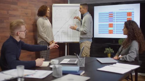 Business Colleagues Shaking Hands After Presentation