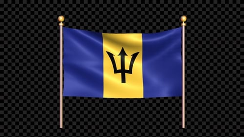 Waving Barbados National Flag Animation with Seamless Loop