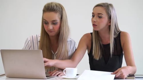 Blonde Business Woman Working at Modern Office