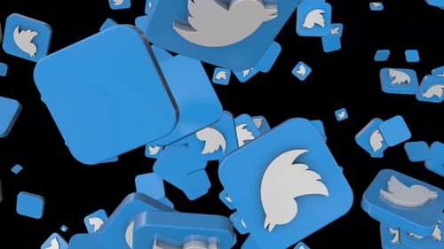 3D Twitter X Social Media Icons Falling Loop