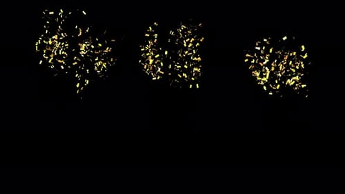 Three Golden Trendy Confetti Shooting Upward